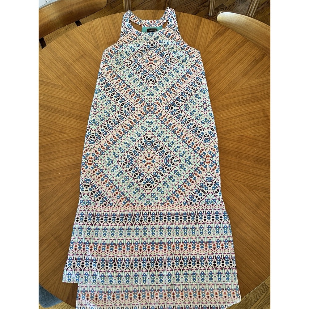 The Limited Halter Dress Extra Small XS Blue Red Maxi Sleeveless Geometric Women